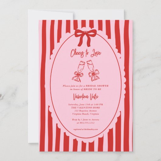 Whimsical Doodle Proost op de Liefde Bruidsuitnodi Kaart (Voorkant)