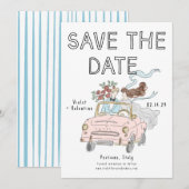 Whimsical Doodle Quirky Save the Date  (Voorkant / Achterkant)