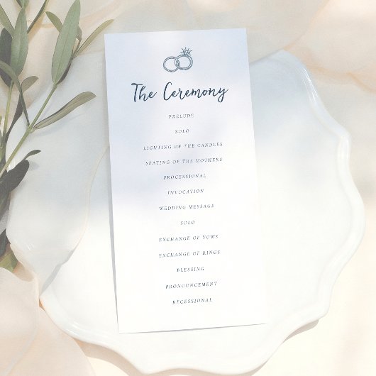 Whimsical Doodle Retro Light Blue Wedding Programmakaart