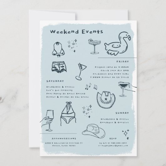 Whimsical Doodle River Float vrijgezellenweekend Kaart (Achterkant)