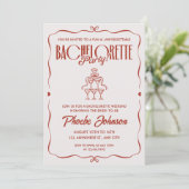 Whimsical Doodle Roze Rode Bachelorette Route Kaart (Staand voorkant)