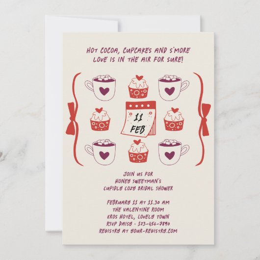 Whimsical Doodle Sketch Cupcakes en Cacao Kaart (Voorkant)