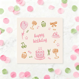 Whimsical Doodle Sketches Happy Birthday Kaart
