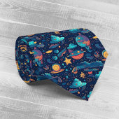 Whimsical Doodle Space Avontuur Stropdas