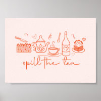 Whimsical Doodle Spill the Tea, Theekrans Keuken