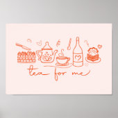 Whimsical Doodle Tea voor mij, Tea Party Keuken Poster (Voorkant)