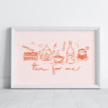 Whimsical Doodle Tea voor mij, Tea Party Keuken Poster<br><div class="desc">Versier uw keuken of eetkamer met dit leuke theefeest poster.</div>