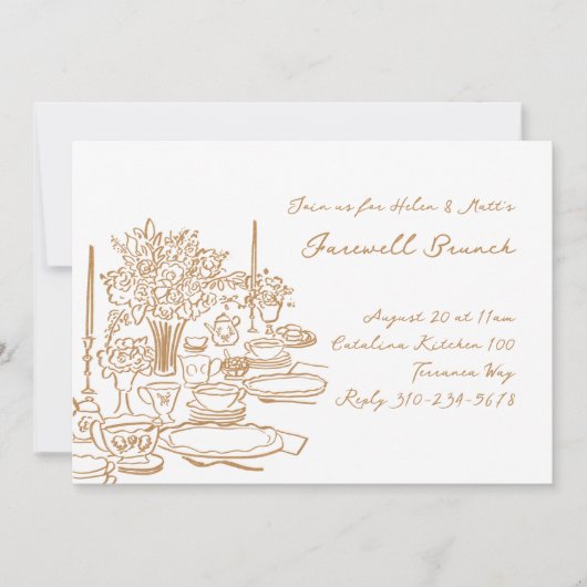 Whimsical Doodle vaarwel Brunch Kaart (Voorkant)