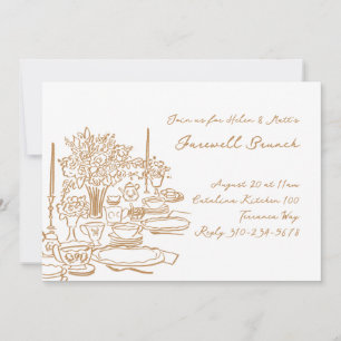 Whimsical Doodle vaarwel Brunch Kaart