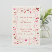 Whimsical Doodle Valentijns Vrijgezellenfeest Kaart (Staand voorkant)