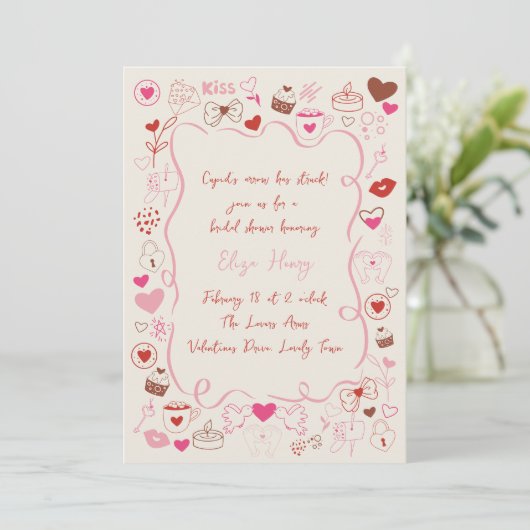 Whimsical Doodle Valentijns Vrijgezellenfeest Kaart (Staand voorkant)