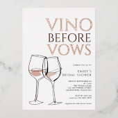 Whimsical Doodle Vino Before Vows Bridal Shower Folie Uitnodiging (Voorkant)