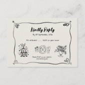 Whimsical Doodle Wedding RSVP Kaart (Voorkant)