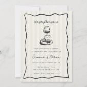 Whimsical Doodle Wine & Cheese Engagement Party Kaart (Voorkant)