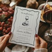 Whimsical Doodle Wine & Cheese Engagement Party Kaart