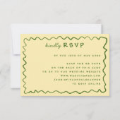 Whimsical Doodle Yellow & Green Wedding RSVP Kaart (Voorkant)