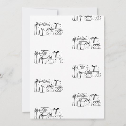 Whimsical Doodle Zwart-wit kerstfeest Kaart (Achterkant)