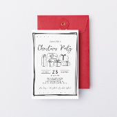 Whimsical Doodle Zwart-wit kerstfeest Kaart