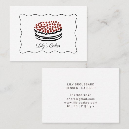 Whimsical Doodles Cake Baker Cateraar Visitekaartj Visitekaartje (Voorkant / Achterkant)