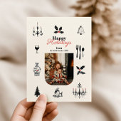 Whimsical Doodles Christmas Family Foto Briefkaart