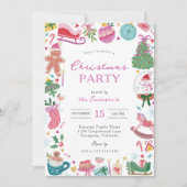 Whimsical Doodles Christmas Party Kaart (Voorkant)