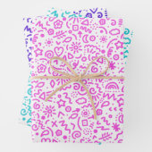 Whimsical Doodles Colorful Wrapping Paper (In situ)