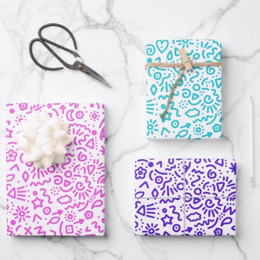 Whimsical Doodles Colorful Wrapping Paper (Voorkant)