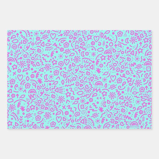 Whimsical Doodles Colorful Wrapping Paper (Voorkant)