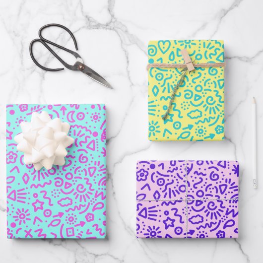 Whimsical Doodles Colorful Wrapping Paper (Voorkant)