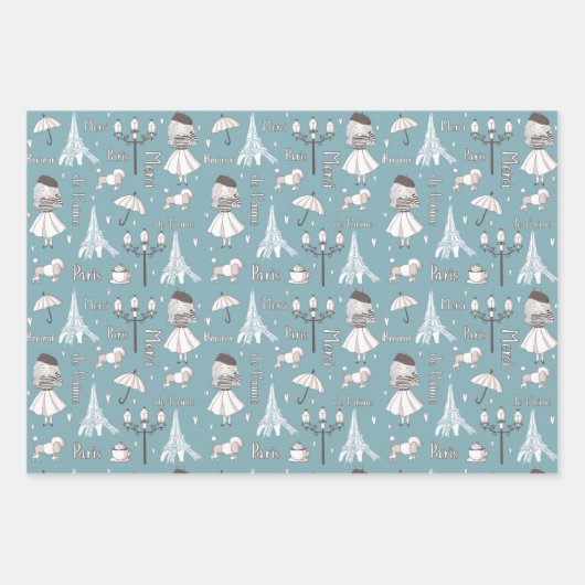 Whimsical Doodles French Inpakpapier Vel (Voorkant)