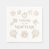 Whimsical Doodles Gold Cheers to New Year Party Servet (Voorkant)