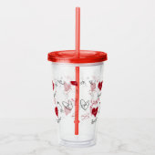 Whimsical Doodles Hand Drawn Valentines Day Acryl Drinkbeker (Rechts)