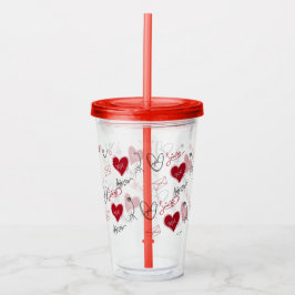 Whimsical Doodles Hand Drawn Valentines Day  Acryl Drinkbeker