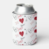 Whimsical Doodles Hand Drawn Valentines Day  Blikjeskoeler (Blikje Voorkant)