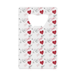 Whimsical Doodles Hand Drawn Valentines Day  Creditkaart Flessenopener