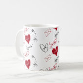 Whimsical Doodles Hand Drawn Valentines Day  Koffiemok (Voorkant links)