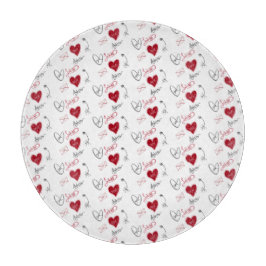 Whimsical Doodles Hand Drawn Valentines Day  Snijplank