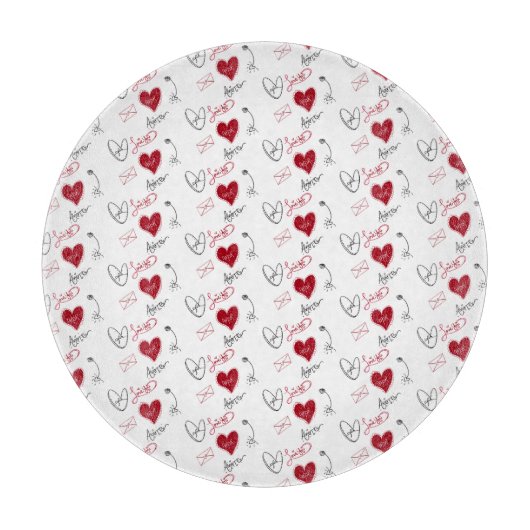 Whimsical Doodles Hand Drawn Valentines Day  Snijplank (Voorkant)