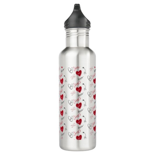 Whimsical Doodles Hand Drawn Valentines Day  Waterfles (Rechts)