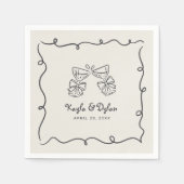 Whimsical Doodles Hand Drawn Wavy Frame Wedding Servet (Voorkant)