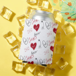 Whimsical Doodles Hand Getekende Valentijnsdag  Blikjeskoeler