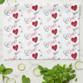 Whimsical Doodles Hand Getekende Valentijnsdag Theedoek (Gevouwen)