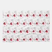 Whimsical Doodles Hand Getekende Valentijnsdag Theedoek (Horizontaal)