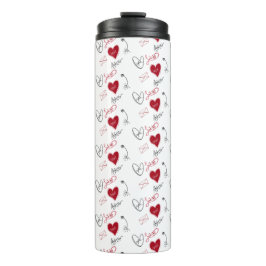 Whimsical Doodles Hand Getekende Valentijnsdag  Thermosbeker