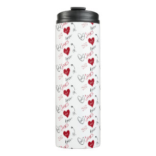 Whimsical Doodles Hand Getekende Valentijnsdag Thermosbeker