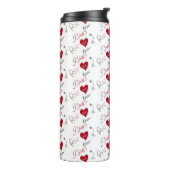 Whimsical Doodles Hand Getekende Valentijnsdag Thermosbeker (Gedraaid links)