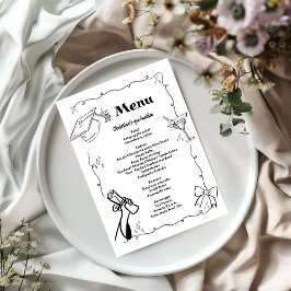 Whimsical Doodles stijl Hand getrokken Afstuderen Menu