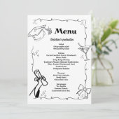 Whimsical Doodles stijl Hand getrokken Afstuderen Menu (Staand voorkant)
