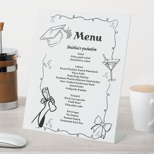 Whimsical Doodles stijl Hand getrokken Afstuderen Reclamebord Met Voetstuk (Insitu)