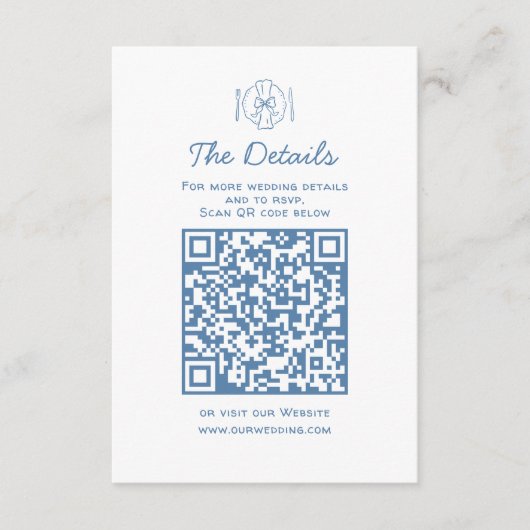 Whimsical Doodles Wedding Details RSVP QR Code Informatiekaartje (Voorkant)